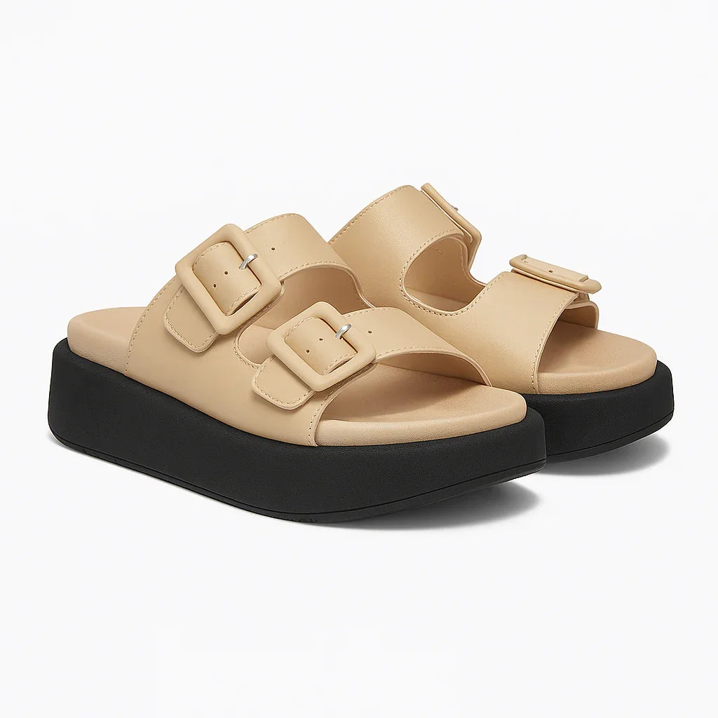 Sandalia Alina | Plataforma Mujer Doble Hebilla Cómoda y Moderna