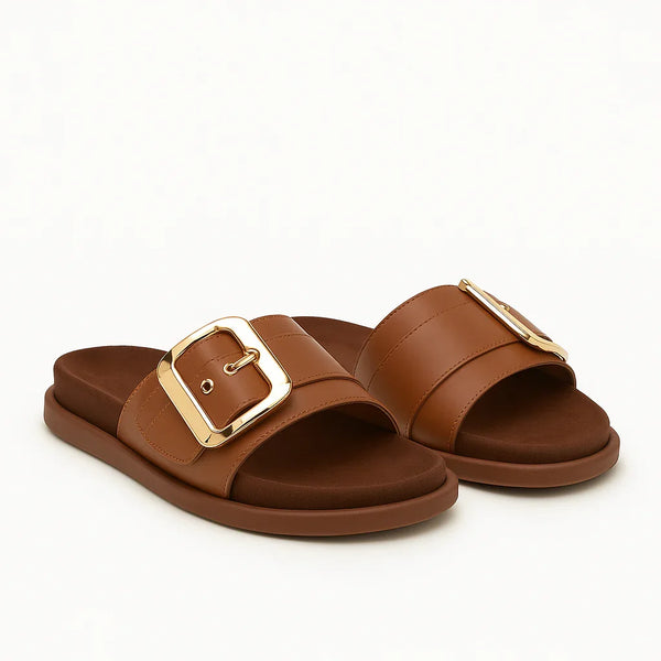Sandalia Oriana – Premium con Hebilla Dorada | Elegancia y Comodidad Suprema