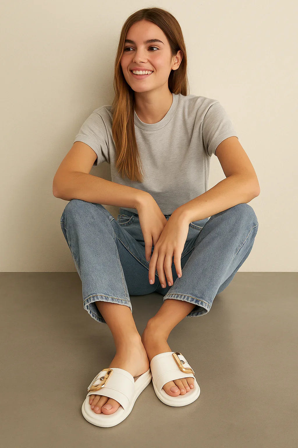 Sandalia Oriana – Premium con Hebilla Dorada | Elegancia y Comodidad Suprema
