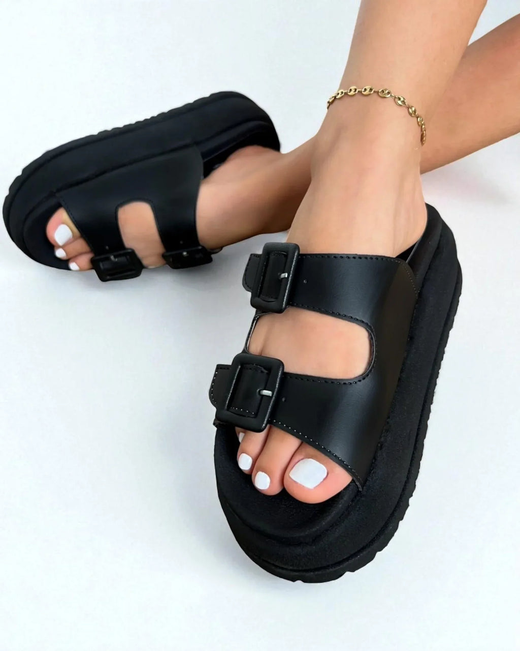 Sandalia Alina | Plataforma Mujer Doble Hebilla Cómoda y Moderna