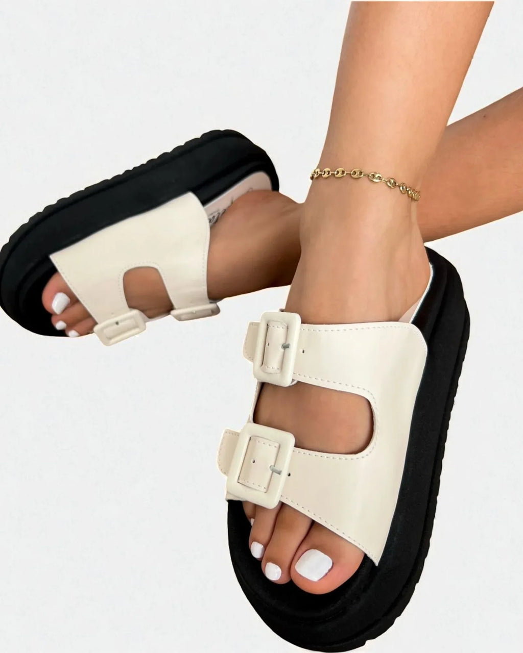 Sandalia Alina | Plataforma Mujer Doble Hebilla Cómoda y Moderna