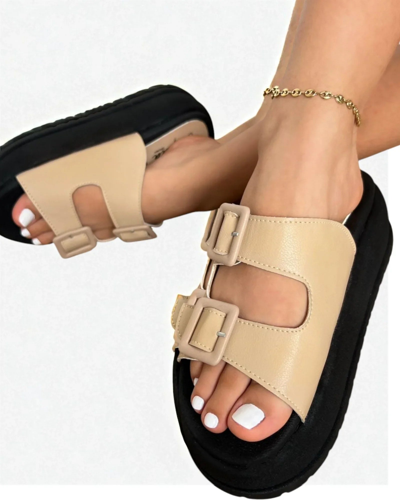Sandalia Alina | Plataforma Mujer Doble Hebilla Cómoda y Moderna