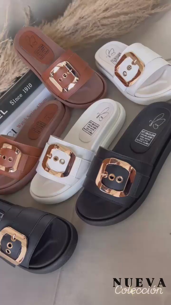 Sandalia Oriana – Premium con Hebilla Dorada | Elegancia y Comodidad Suprema